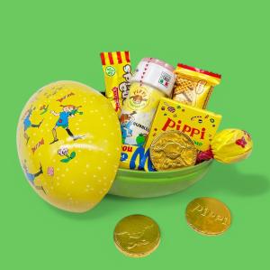 Påskägg Pippi Långstrump med godis och såpbubblor